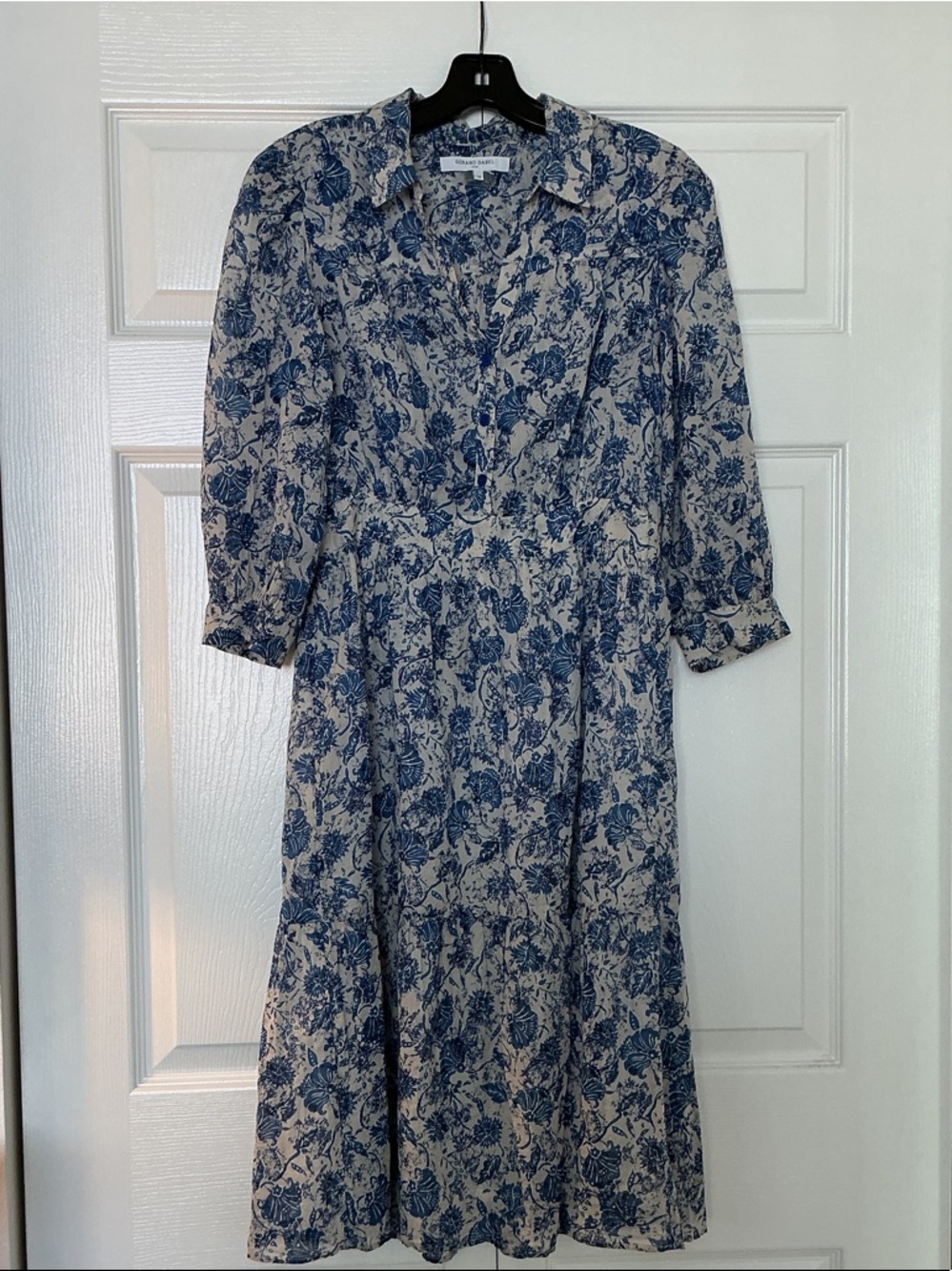 Gerard Darel Paris Blue and White Toile Dress Sz 4